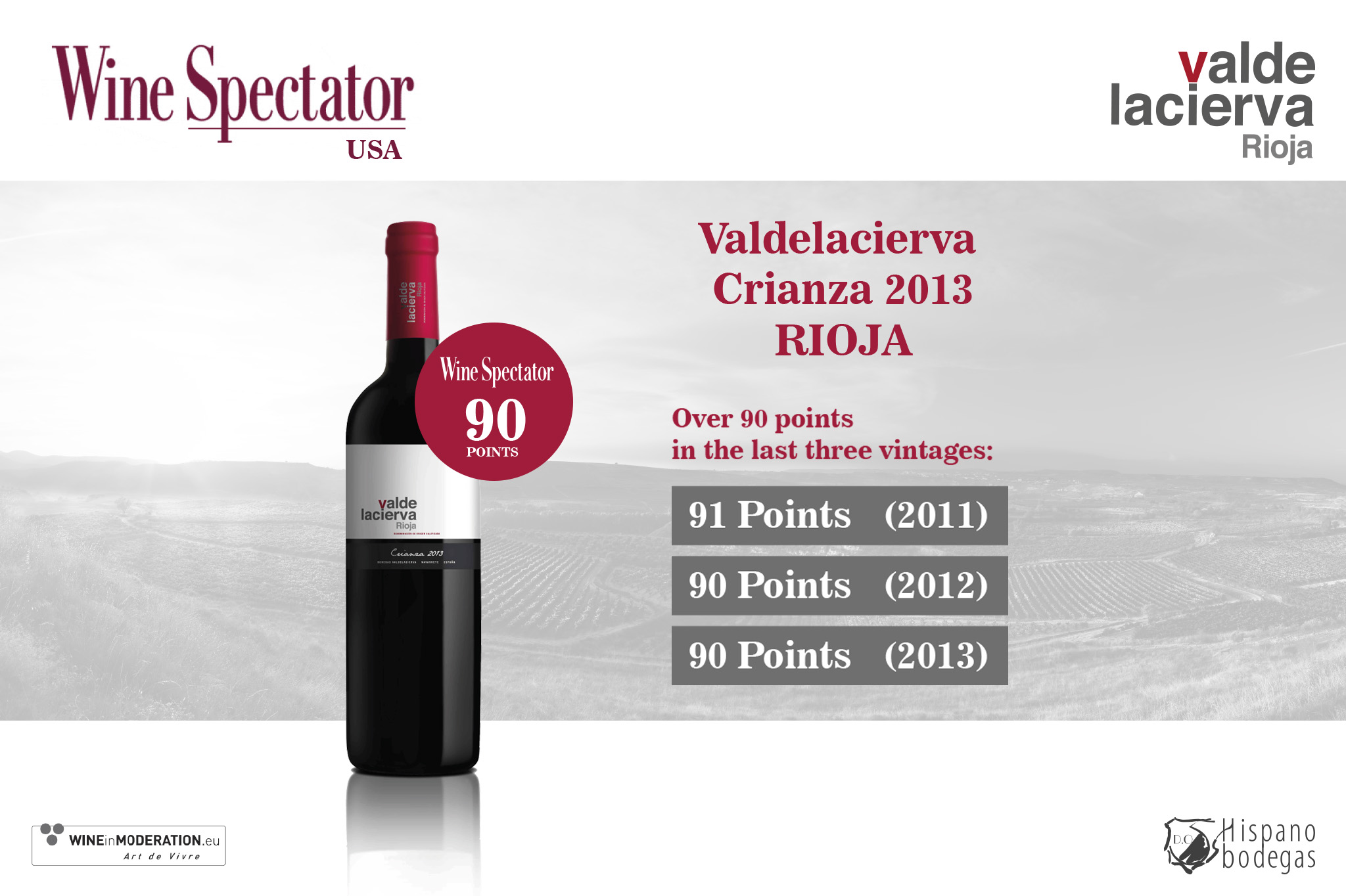 Valdelacierva Crianza 2013 archieves a 90 points in Wine Spectator